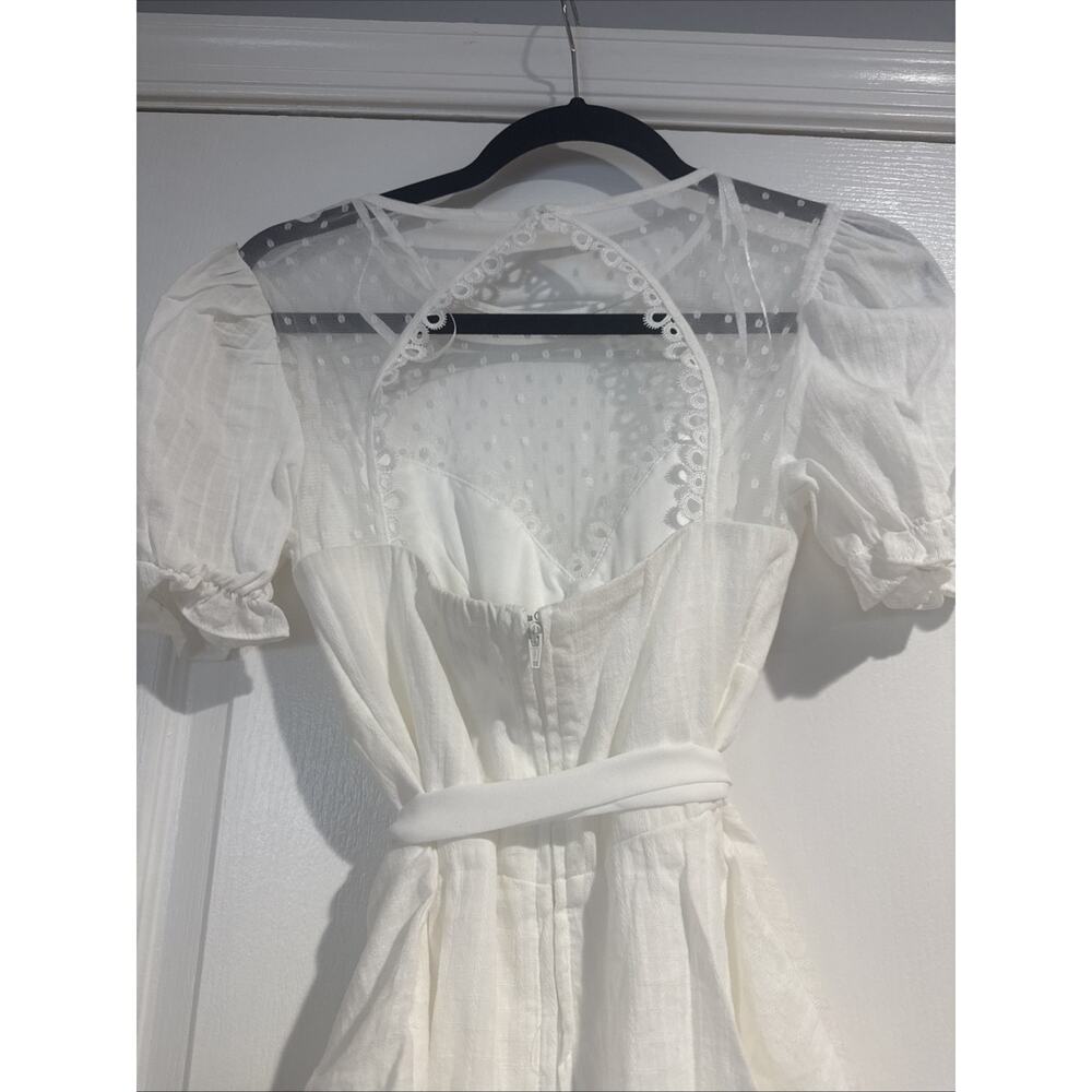City Vibe White Ivory Romper Dress With Ruffles Size 3 Cottagecore Indie Boho - Picture 9 of 14